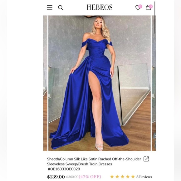 HEBEOS SILK LIKE RUCHED OFF THE SHOULDER DRESSS - Picture 2 of 4